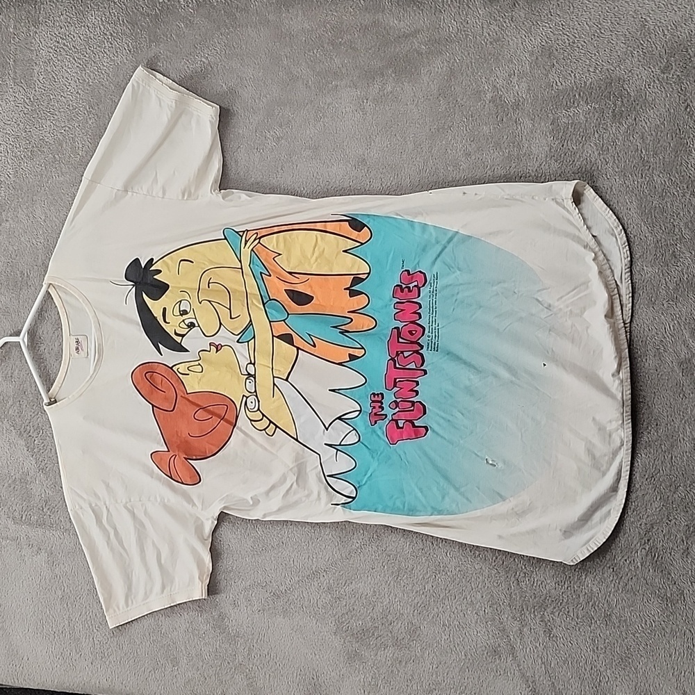 Vintage T Shirt The Flintstones Fred Welma Thrashed Distressed Adorable Lingerie